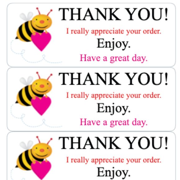Bumble Bee Thank You Stickers Order Shipping Labels Posh Shop Box Label Sticker - Picture 1 of 3